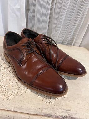 Stacy Adams Men’s 11M Cognac Brown Leather Cap Toe Oxford Dress Shoes